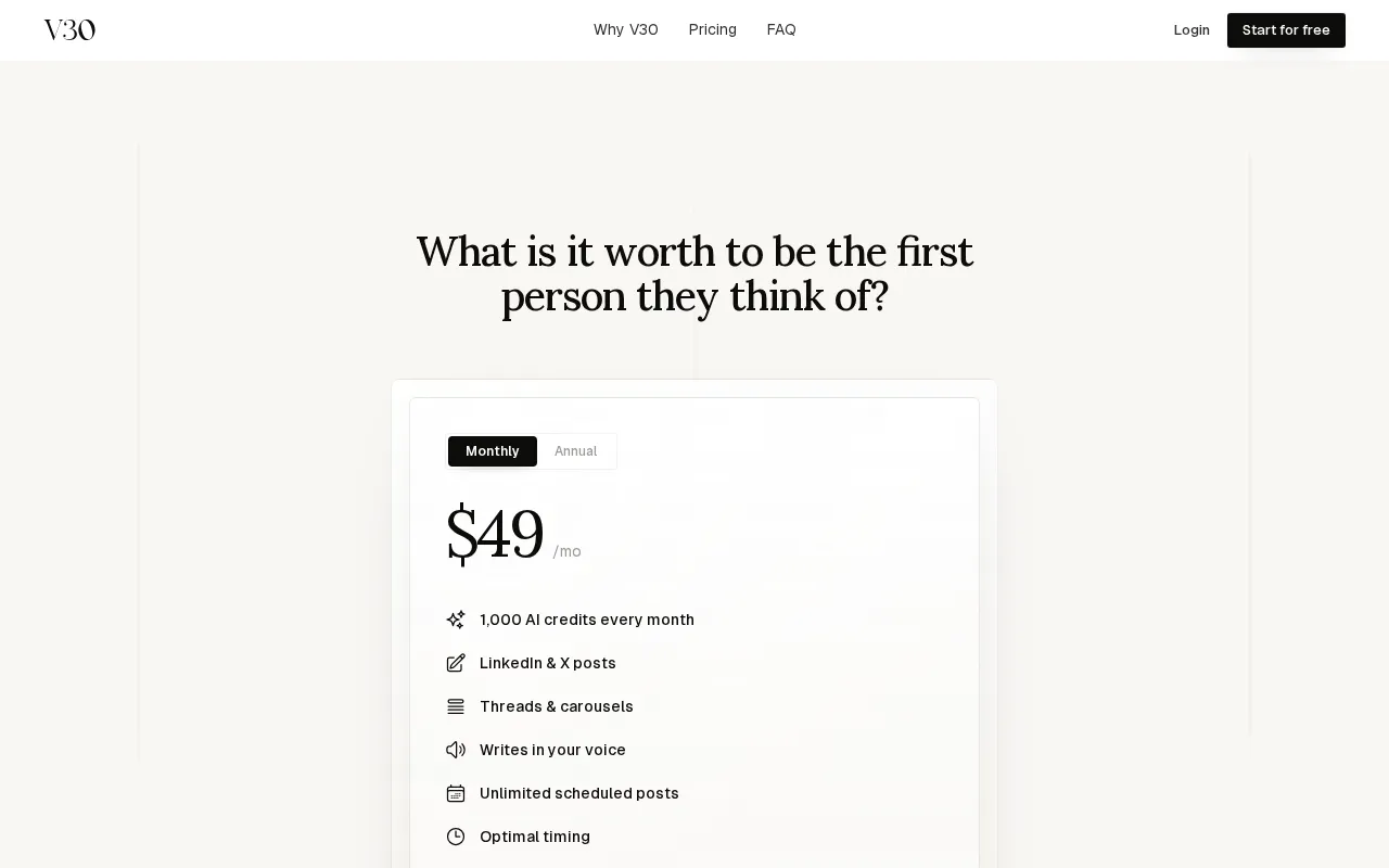 V30 — pricing page