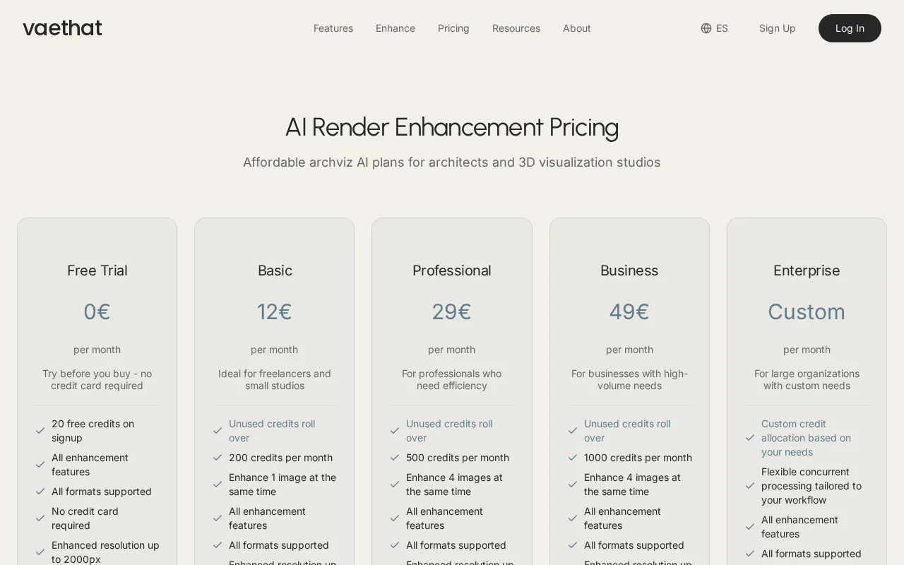 vaethat — pricing page