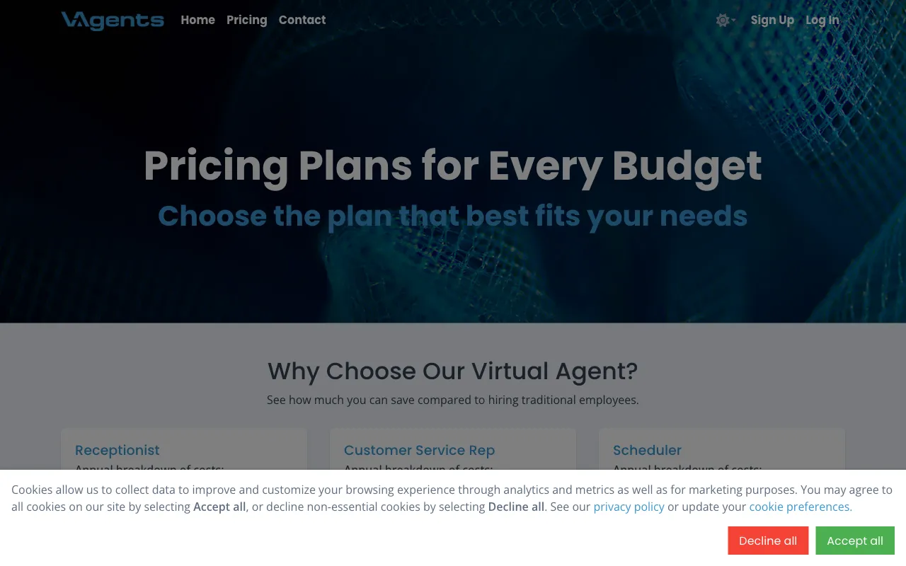 VAgents — pricing page