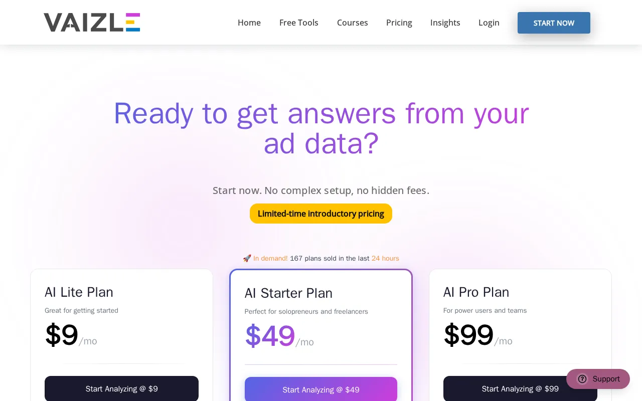 Vaizle AI — pricing page