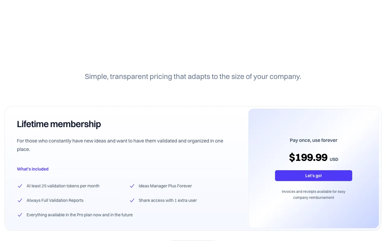 Validea — pricing page