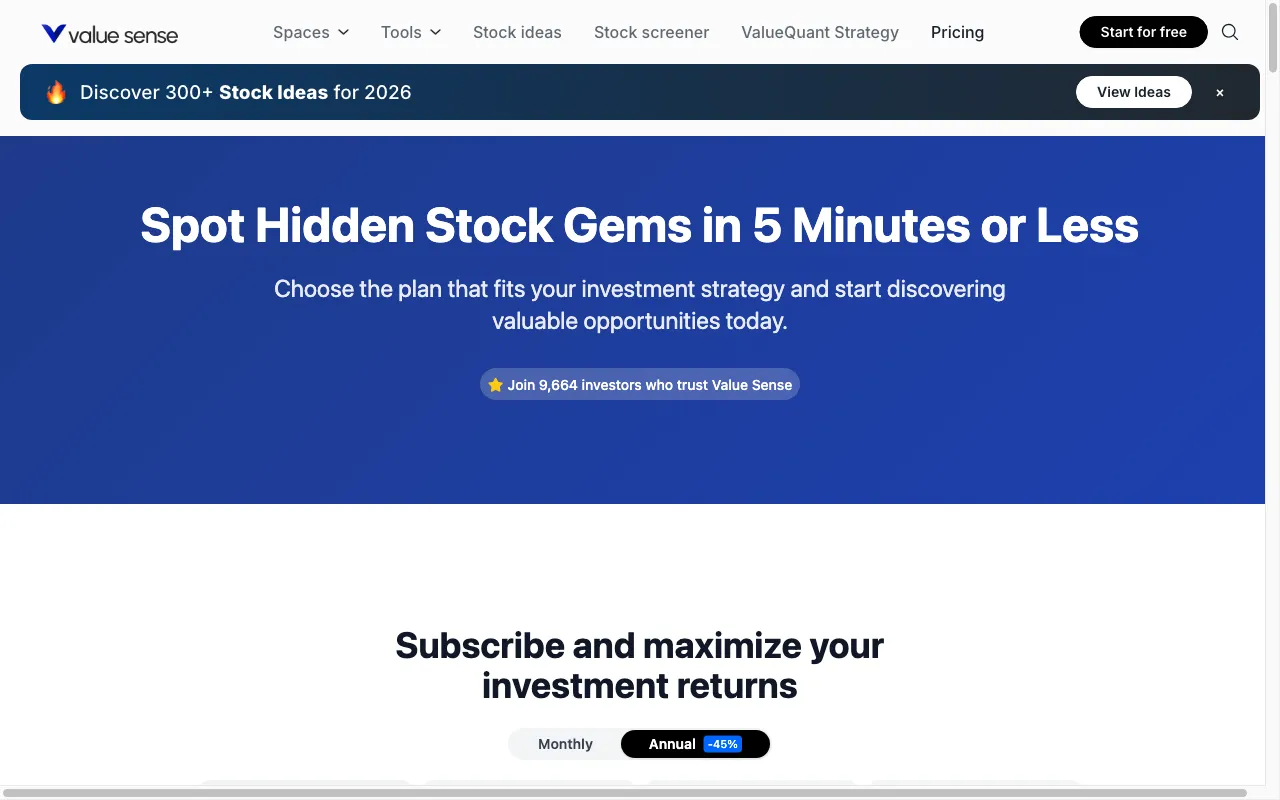 Value Sense — pricing page