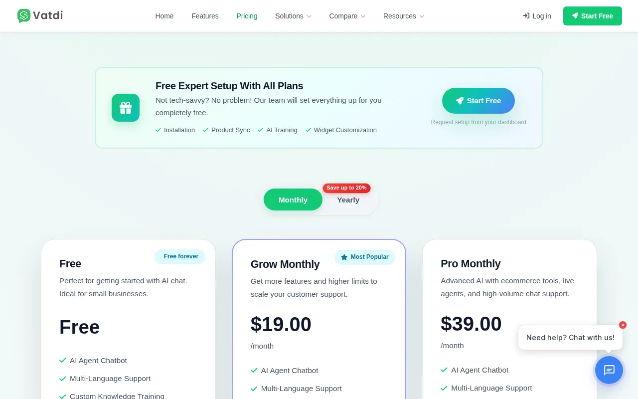 Vatdi AI — pricing page