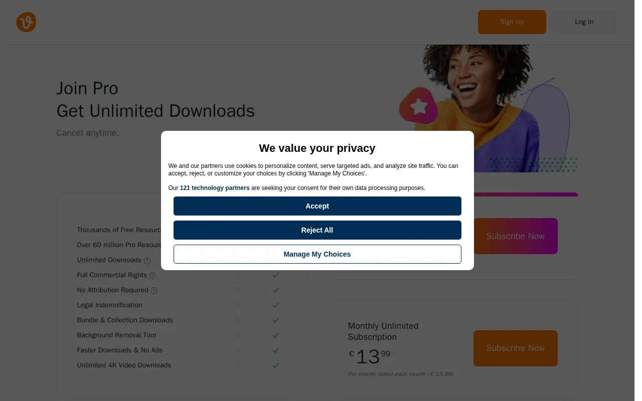 Vecteezy Background Remover — pricing page