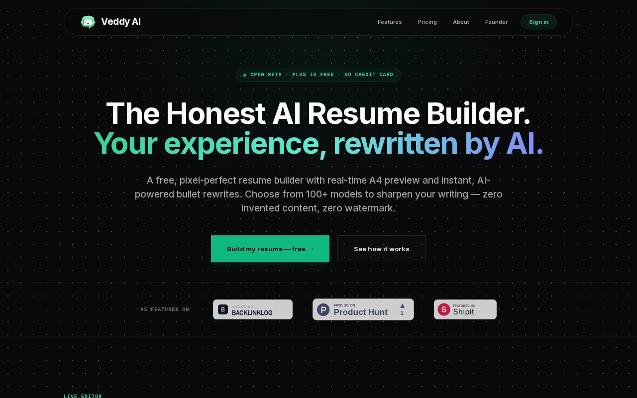 Veddy AI — preview screenshot