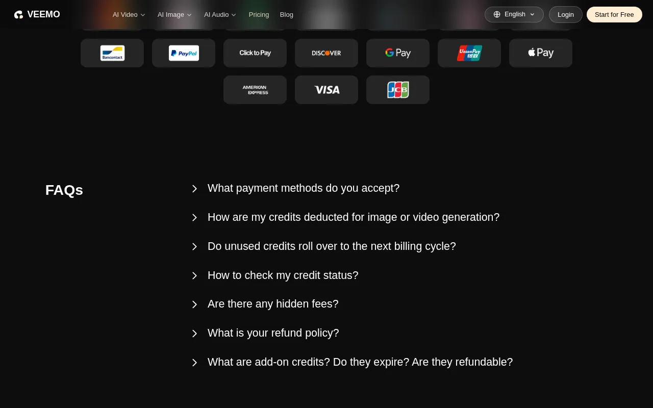 Veemo — pricing page