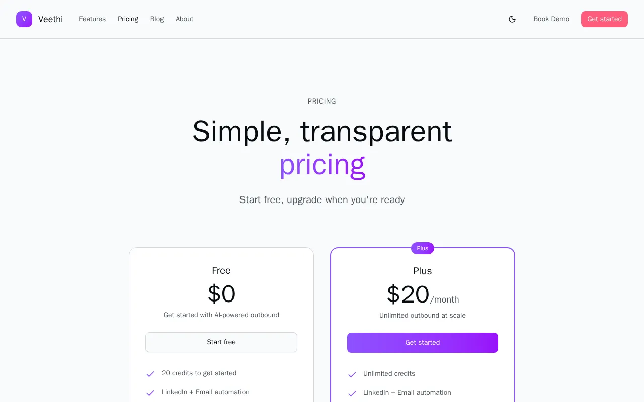 Veethi — pricing page