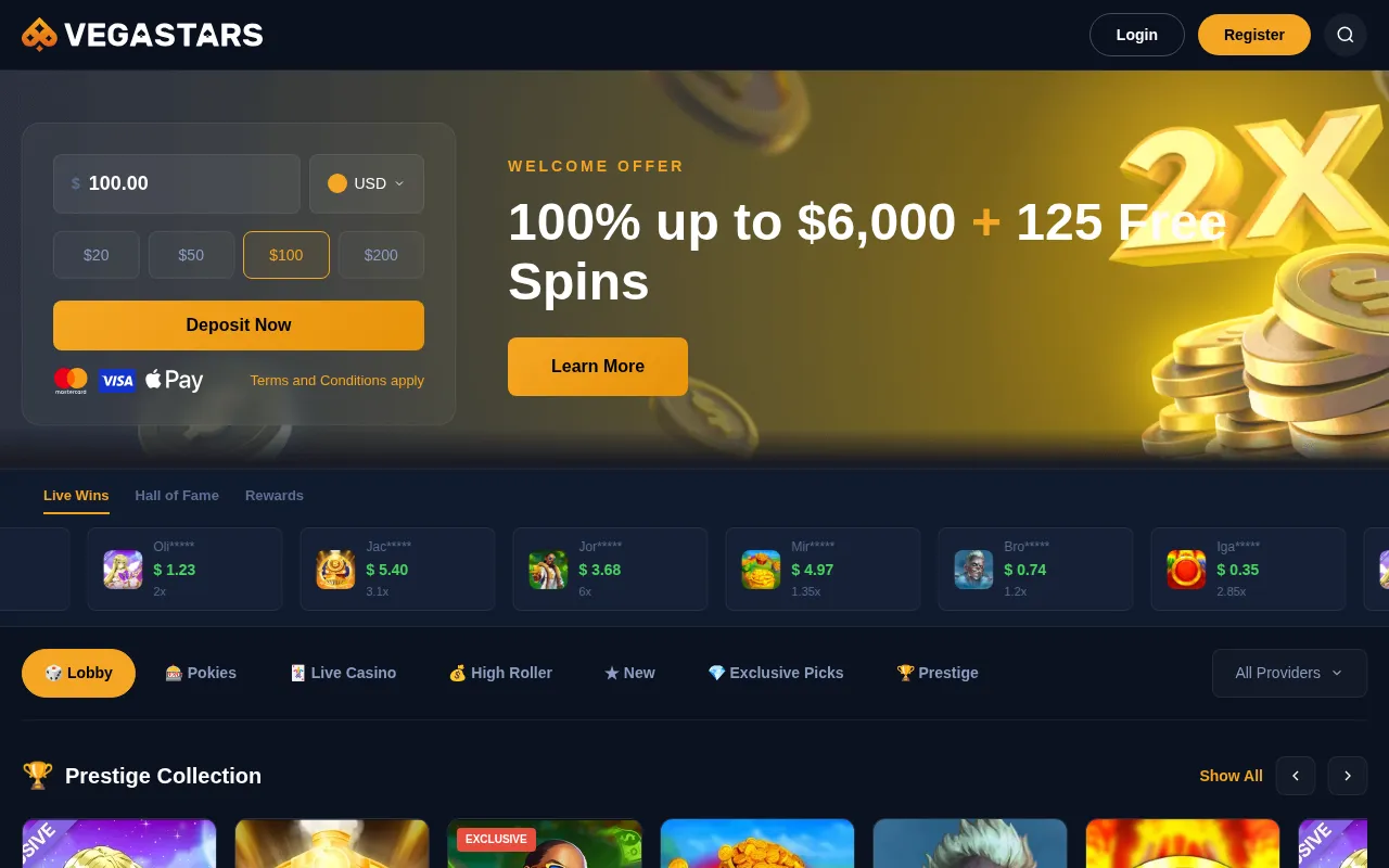 Vegastars Casino — preview screenshot