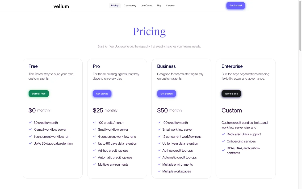 Vellum — pricing page
