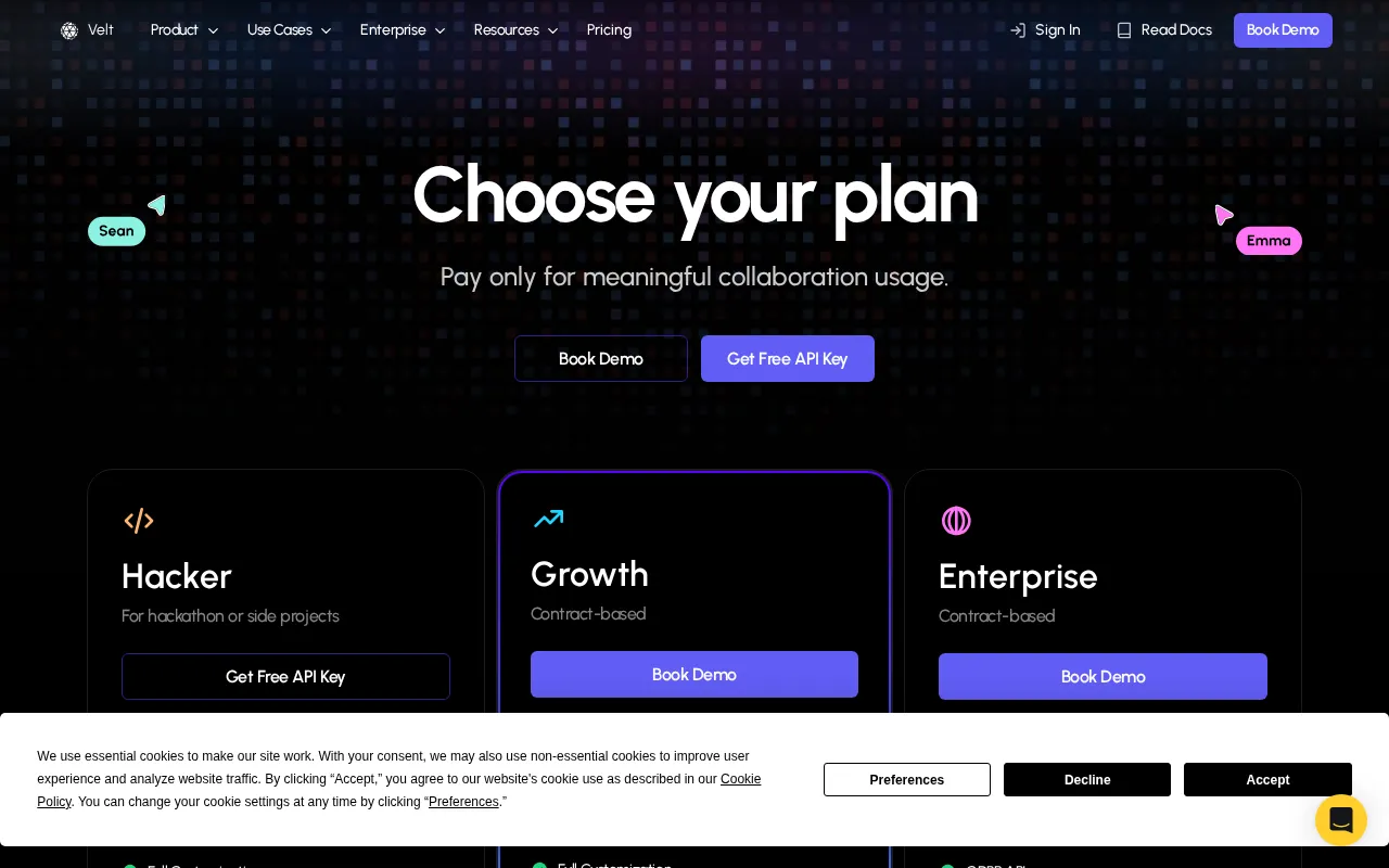 Velt — pricing page
