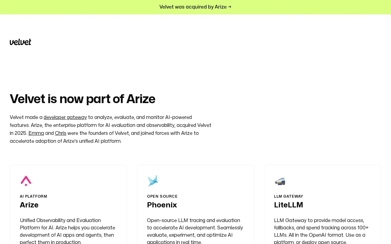 Velvet — pricing page