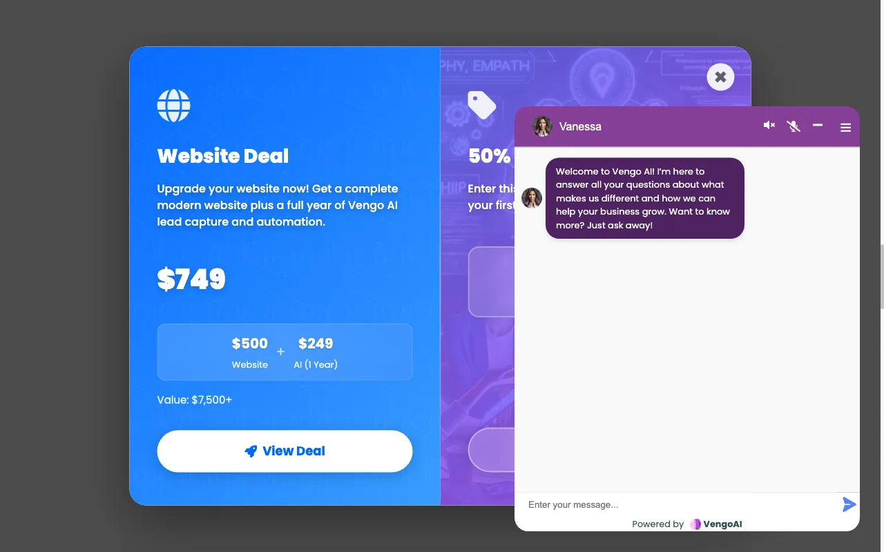 Vengo AI — pricing page