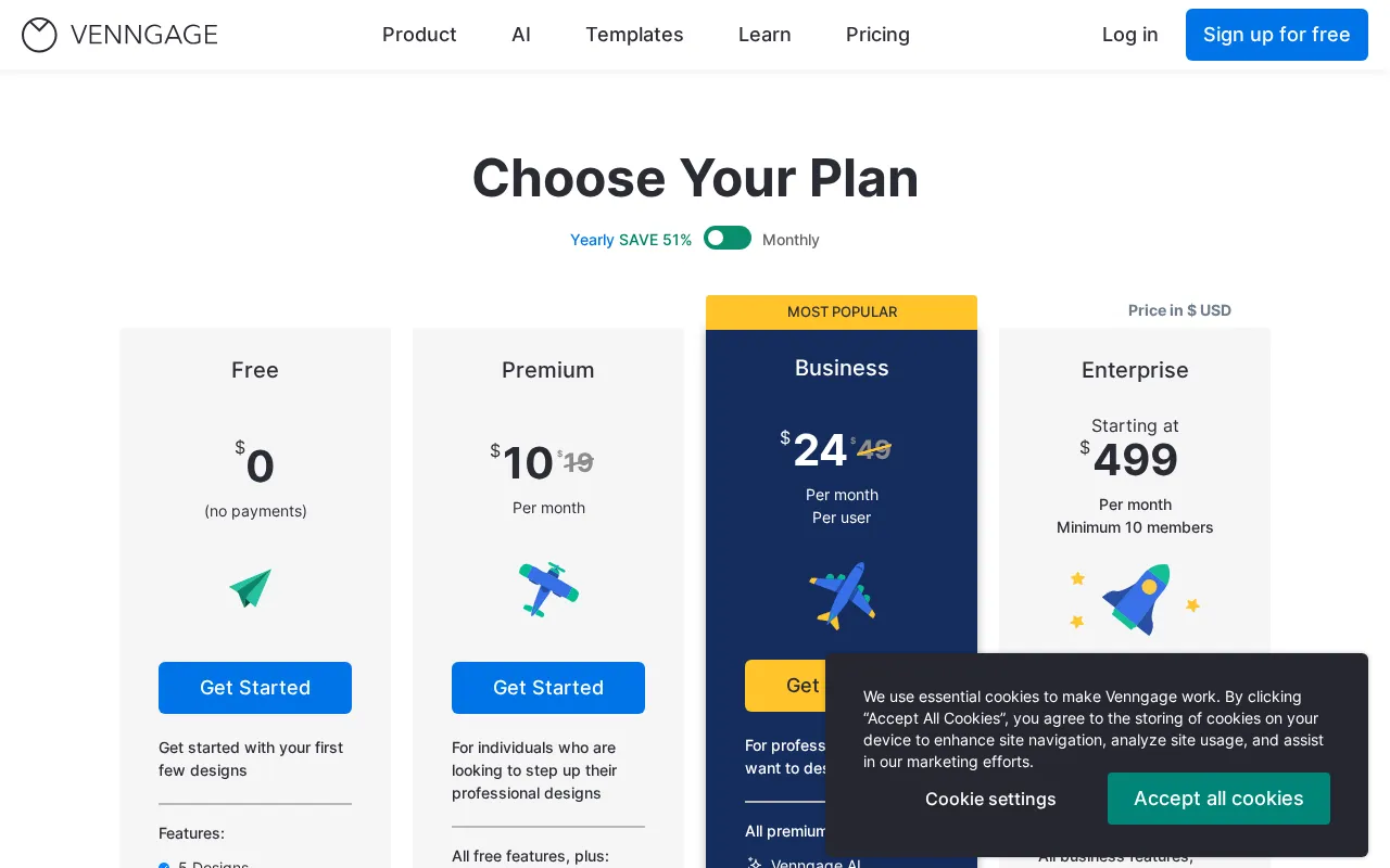 Venngage — pricing page