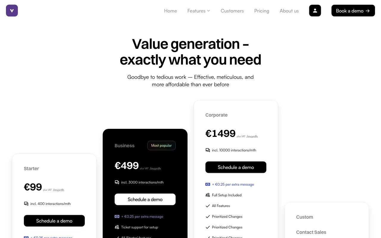 vennie — pricing page
