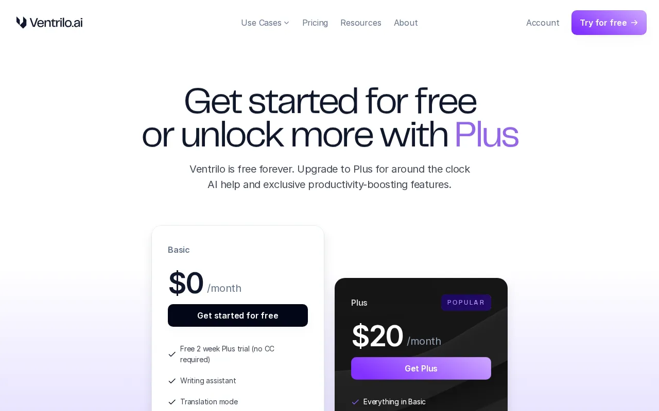 Ventrilo — pricing page