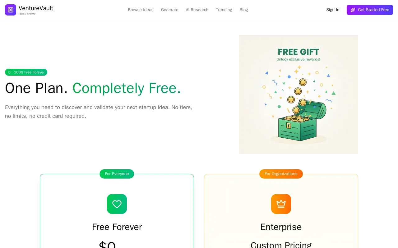 VentureVault — pricing page