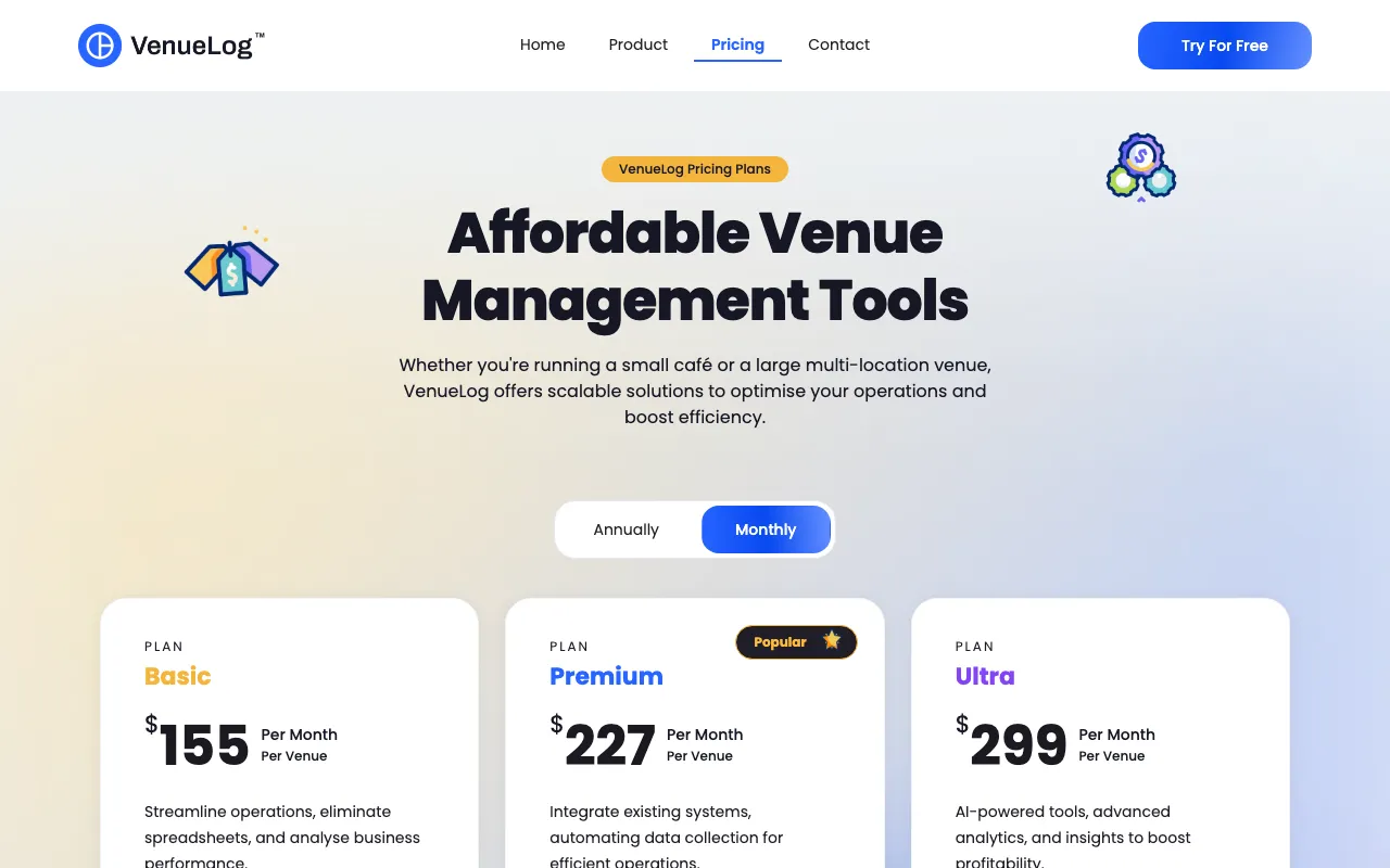 VenueLog — pricing page