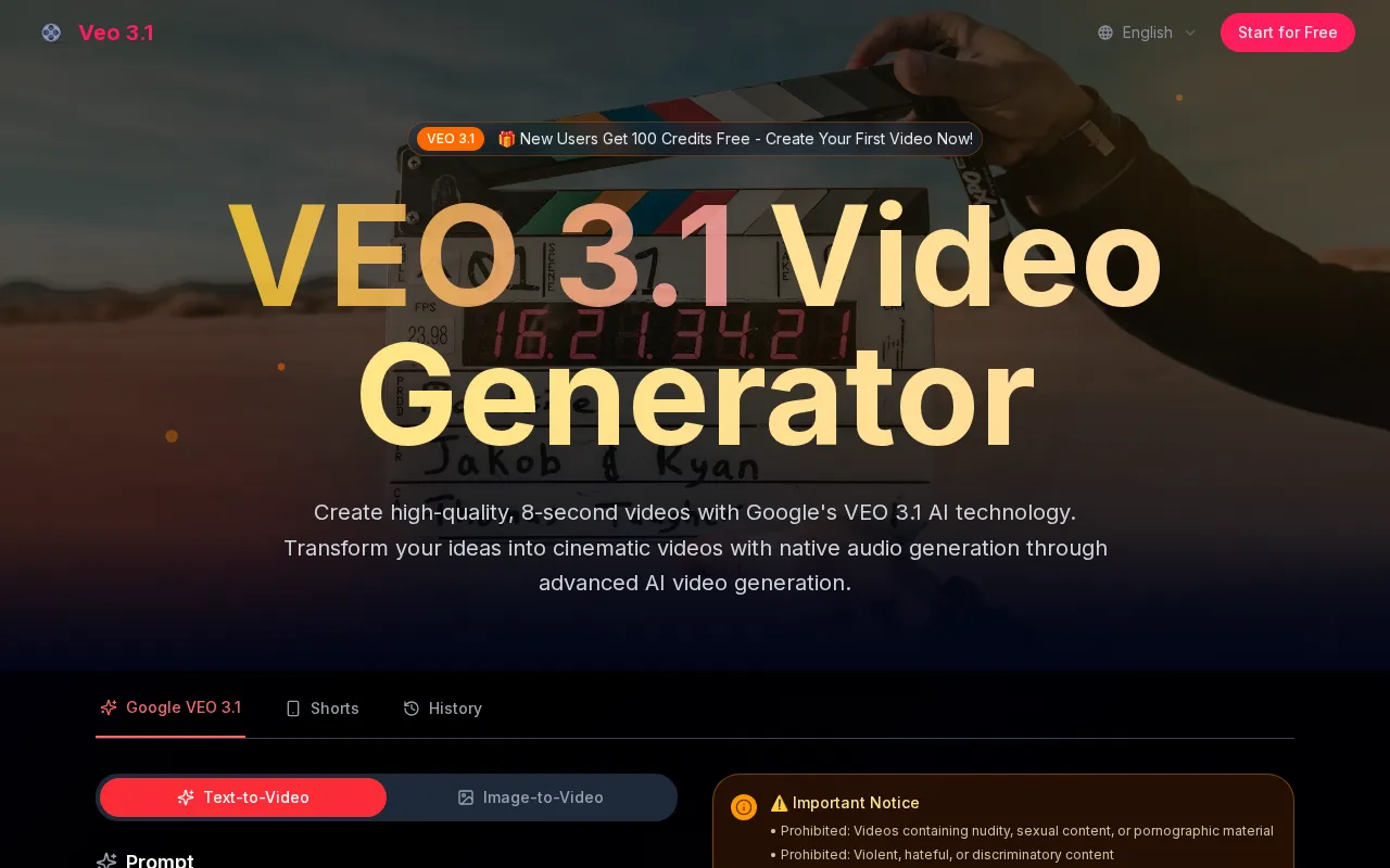 VEO 3.1 Video Generator — preview screenshot