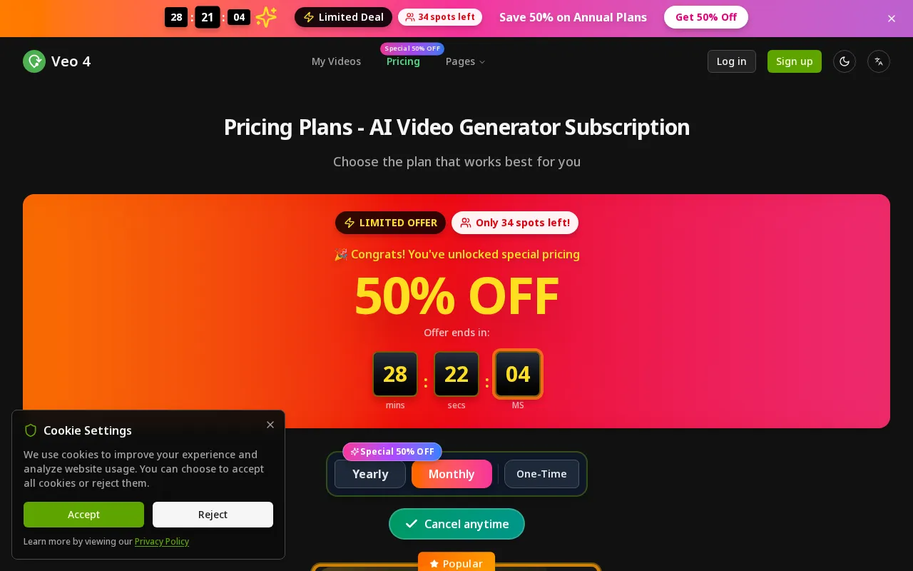 Veo 4 — pricing page