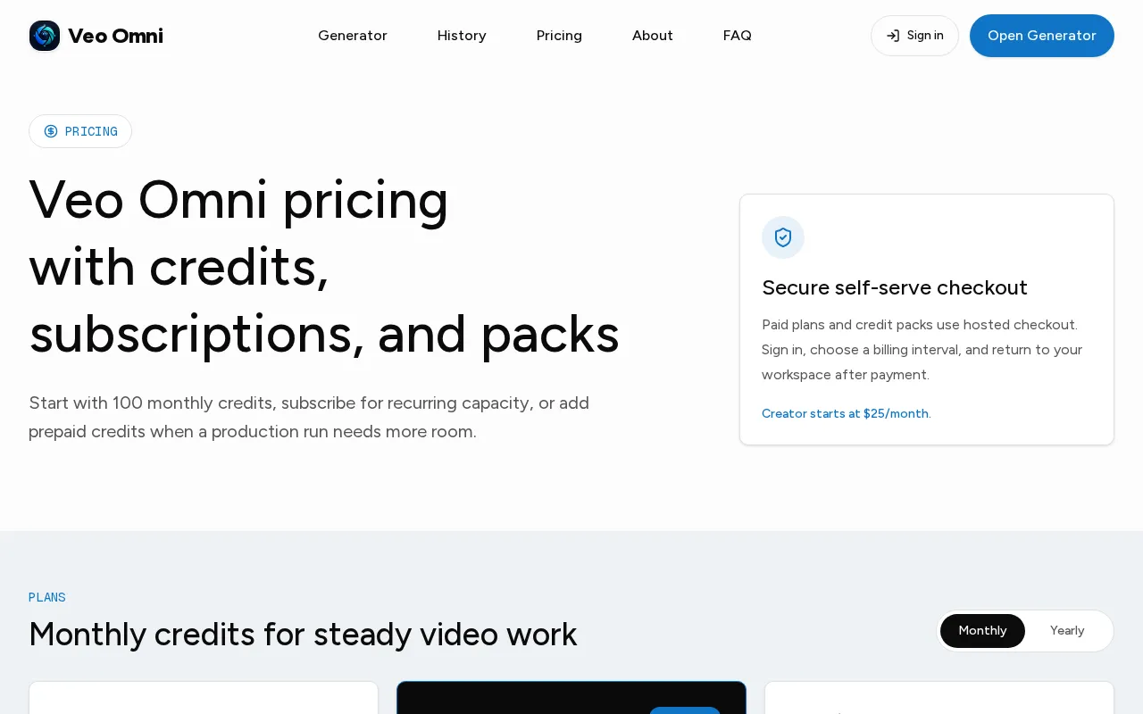 Veo Omni — pricing page