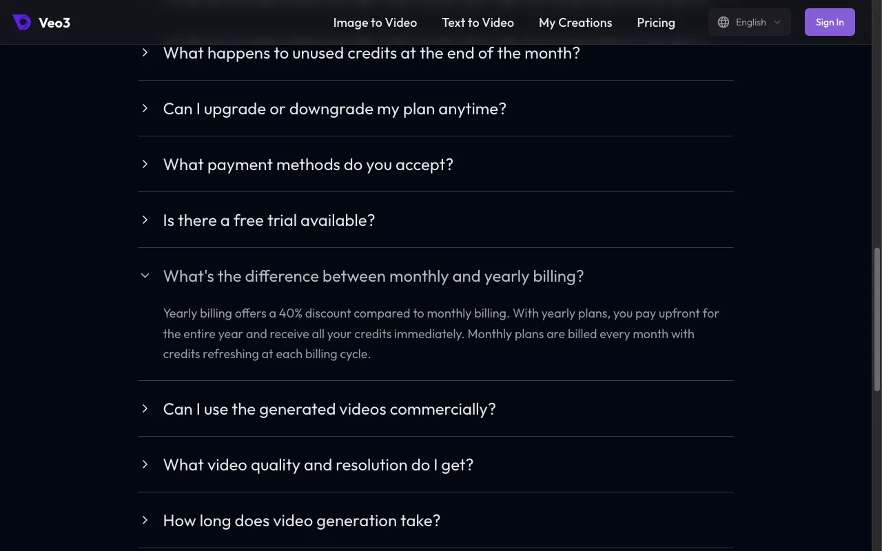 Veo3 AI — pricing page