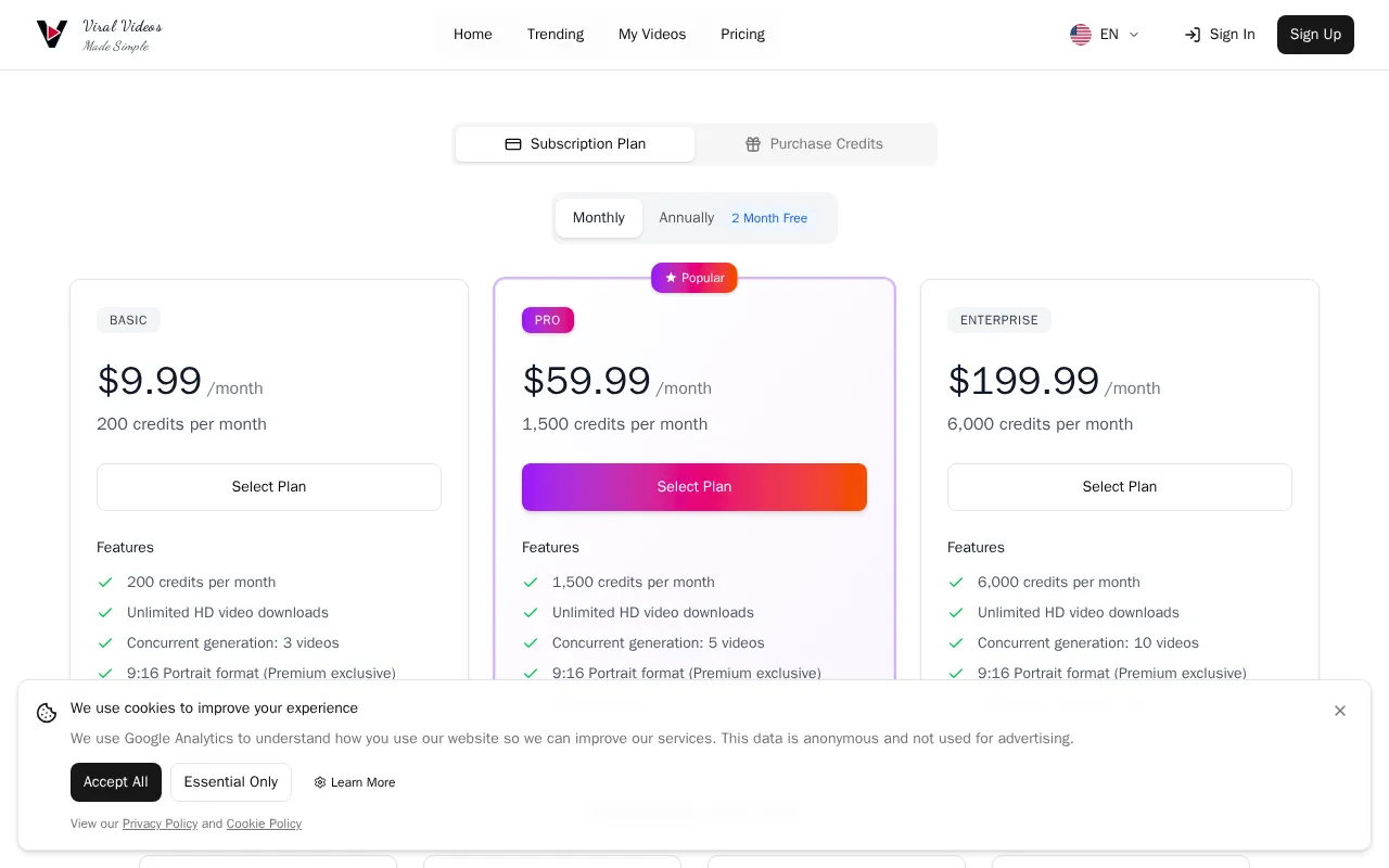 veo3video.me — pricing page