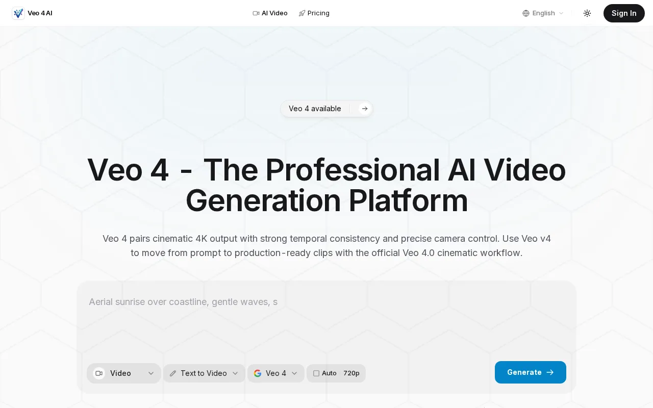 Veo 4 AI — preview screenshot