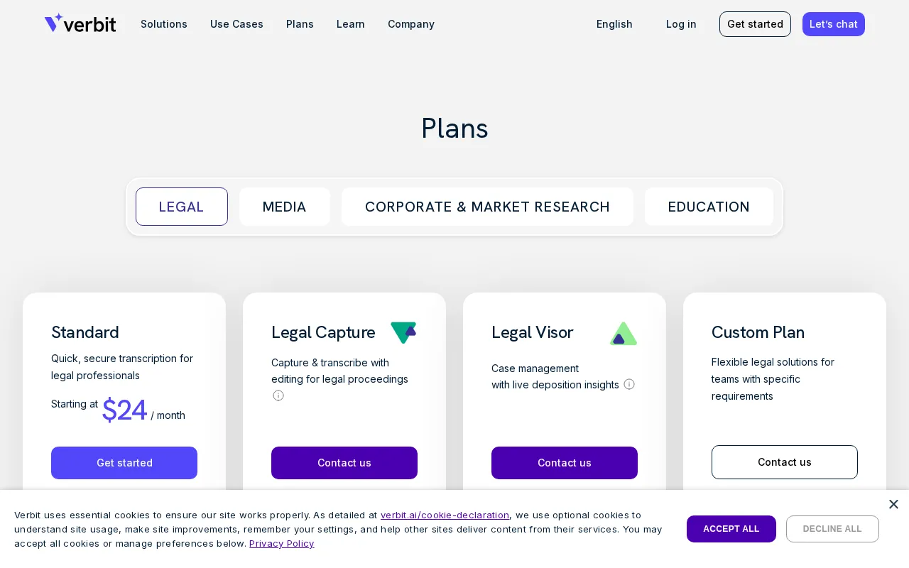 Verbit — pricing page