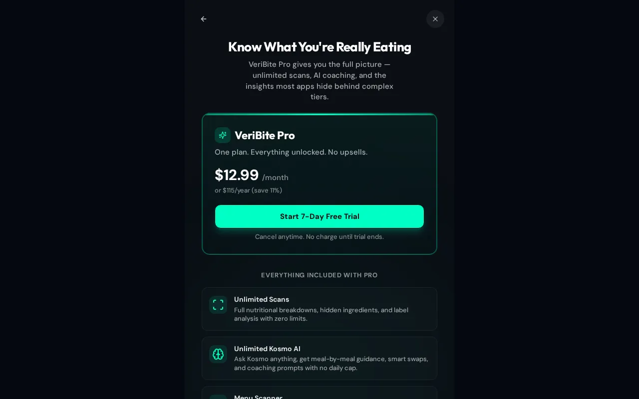 VeriBite AI — pricing page