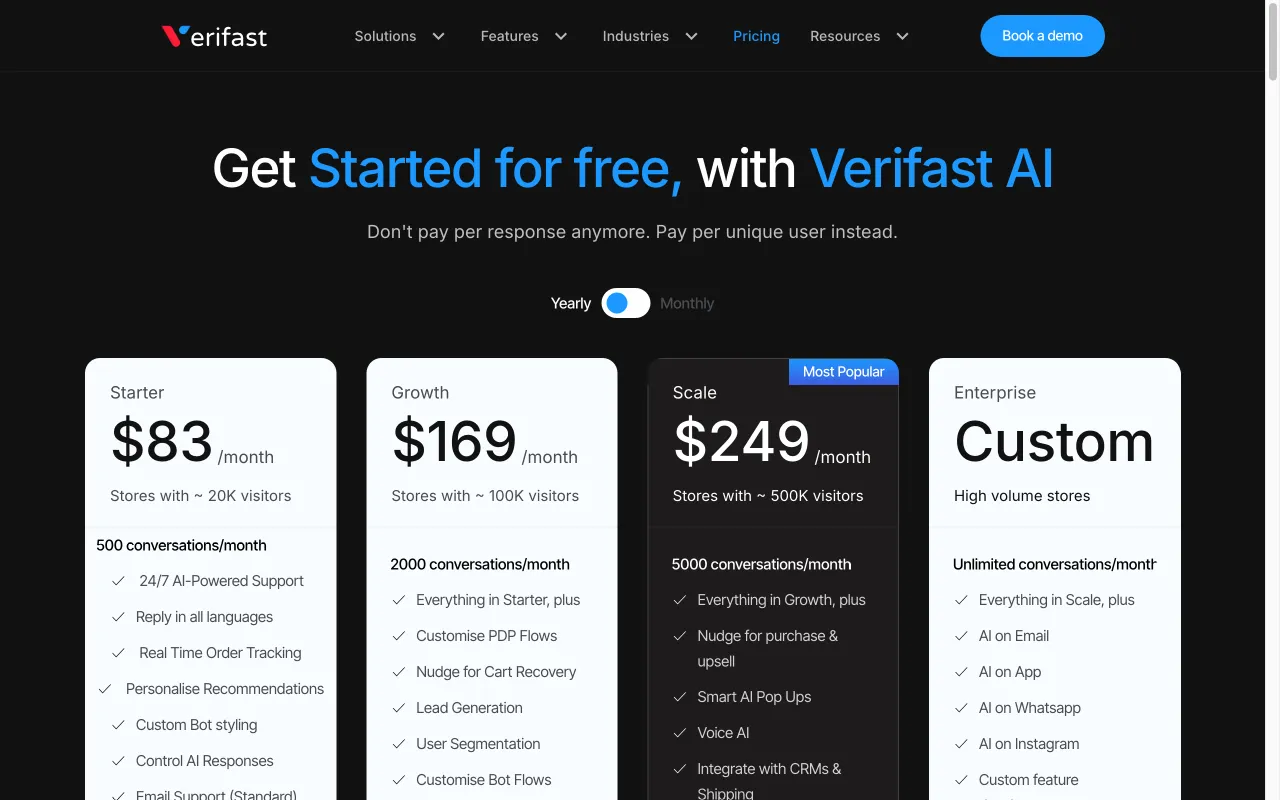 Verifast AI — pricing page