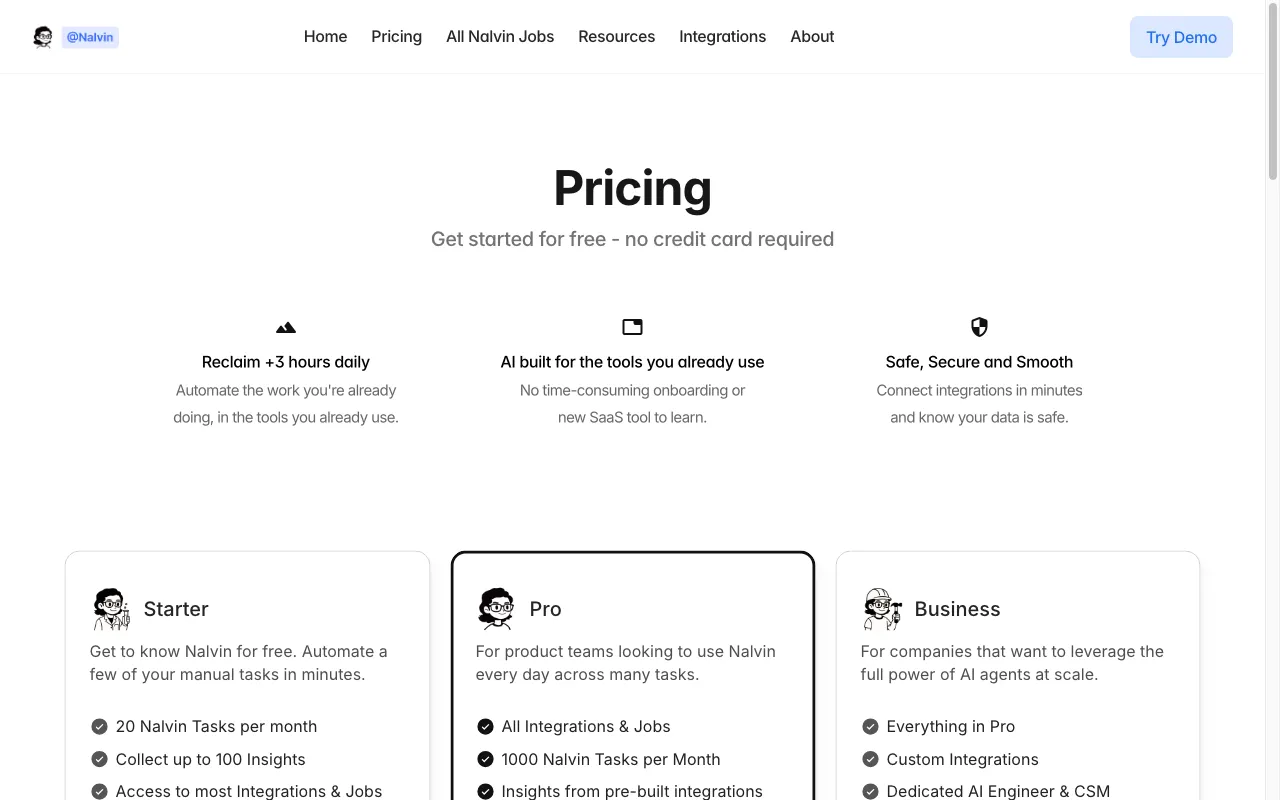 Nalvin — pricing page