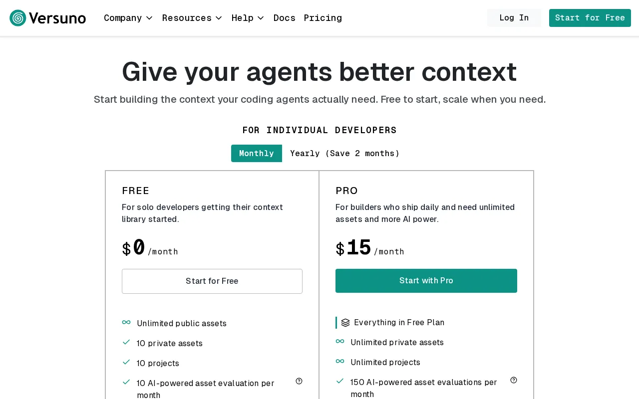 Versuno — pricing page
