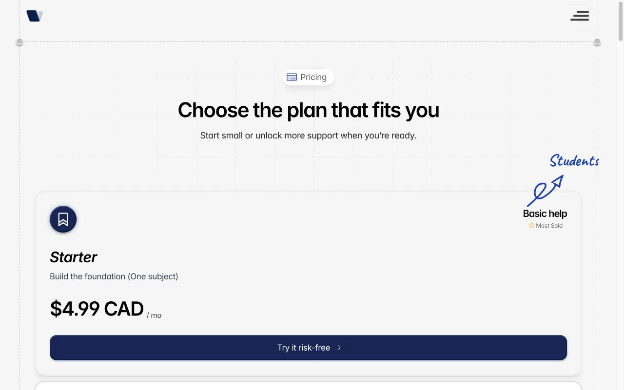 Vertech Academy — pricing page