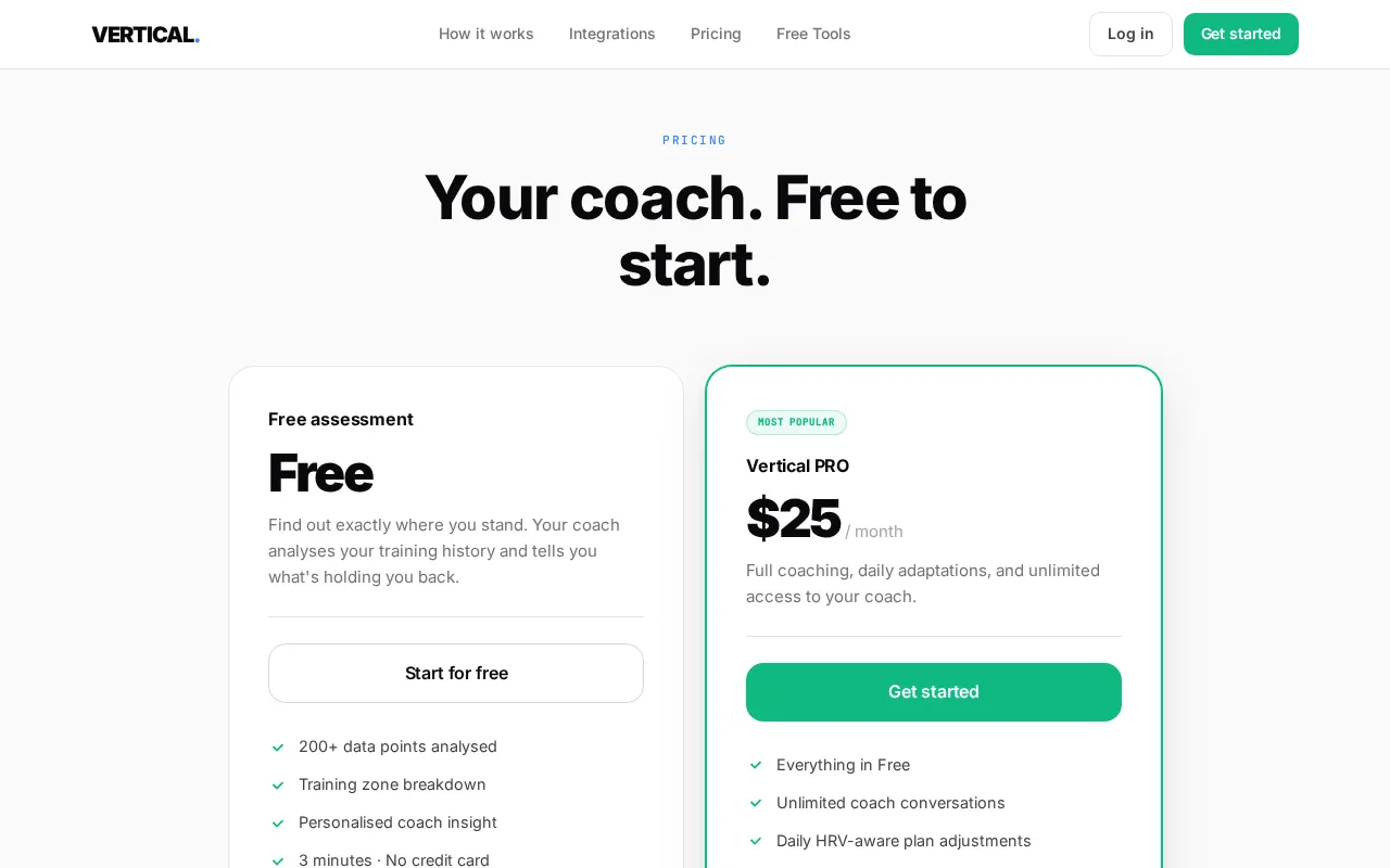 Vertical — pricing page