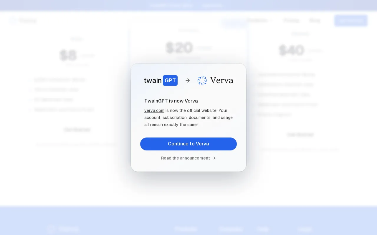 Verva — pricing page