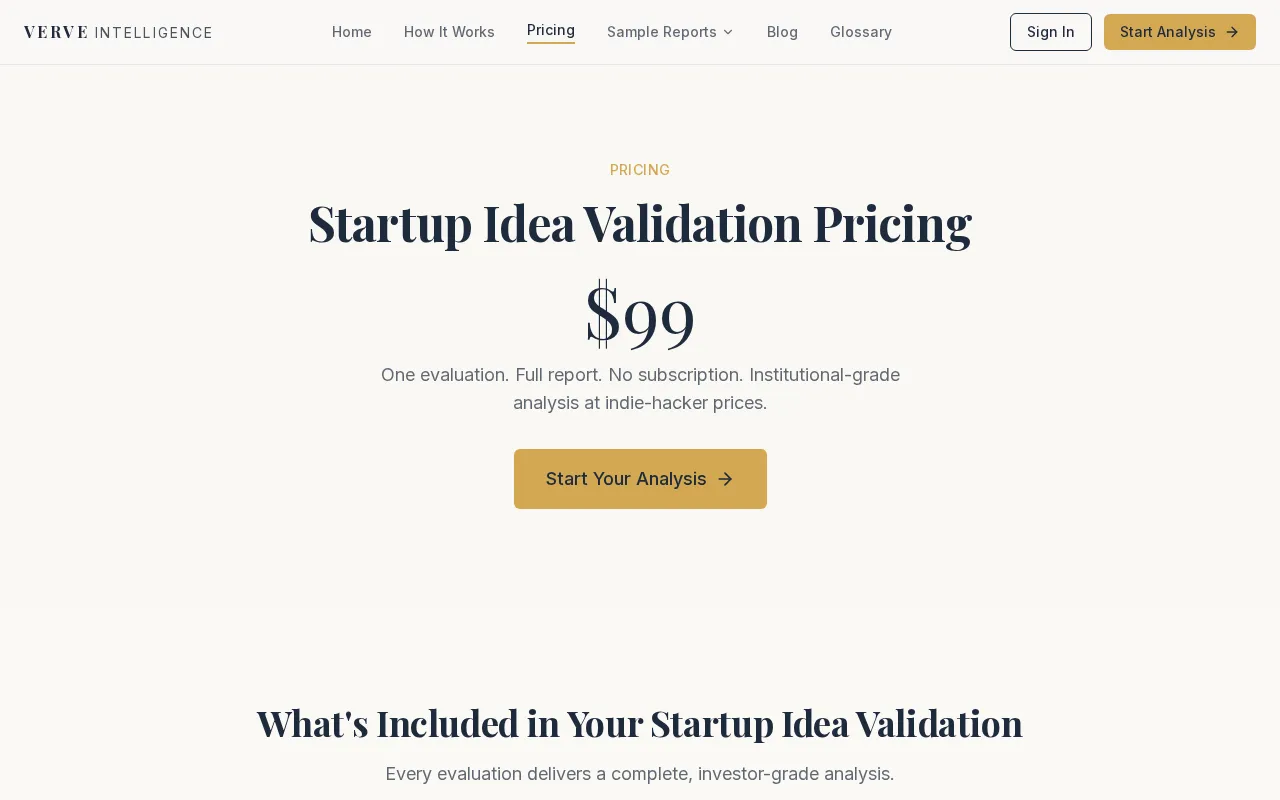 Verve Intelligence — pricing page