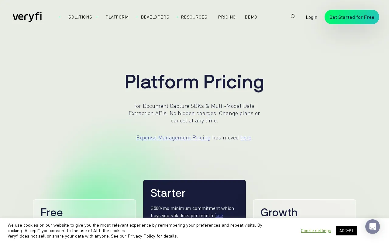 veryfi.com — pricing page