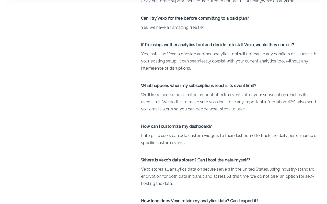Vexo — pricing page