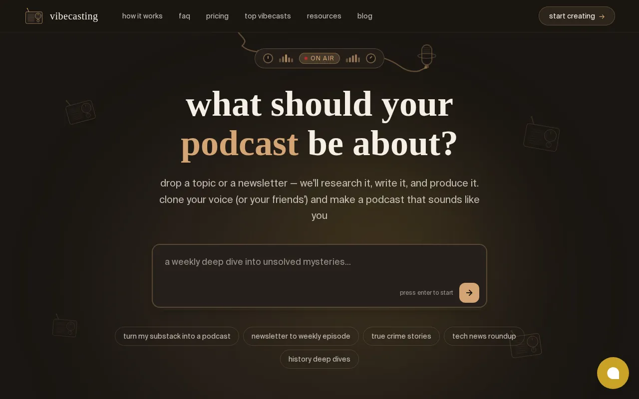 Vibecasting — preview screenshot