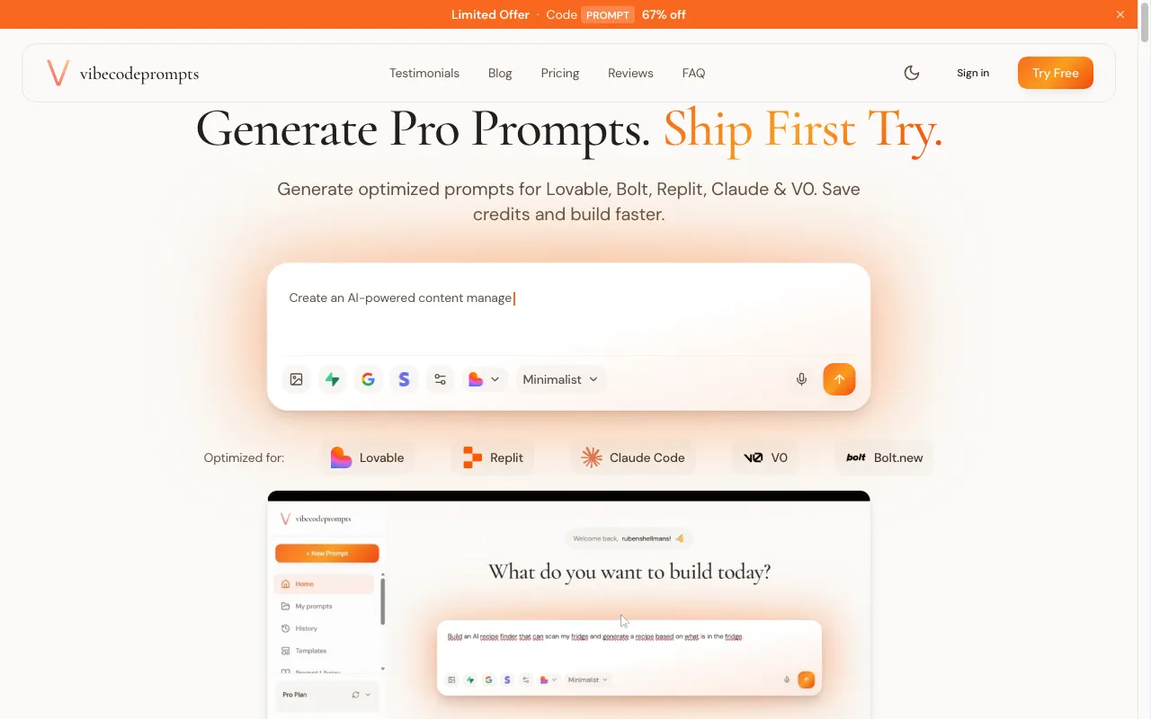 vibecodeprompts — preview screenshot