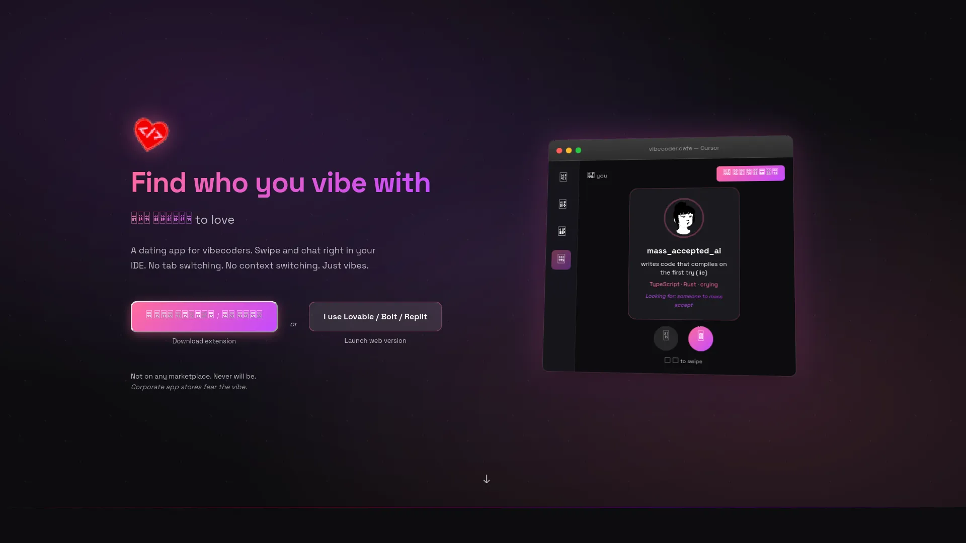 vibecoder.date — preview screenshot