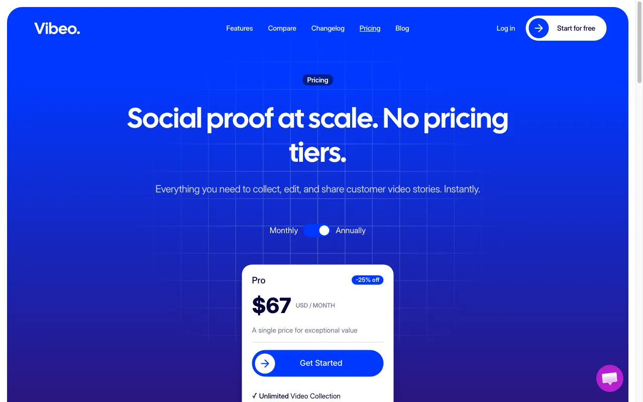 Vibeo — pricing page