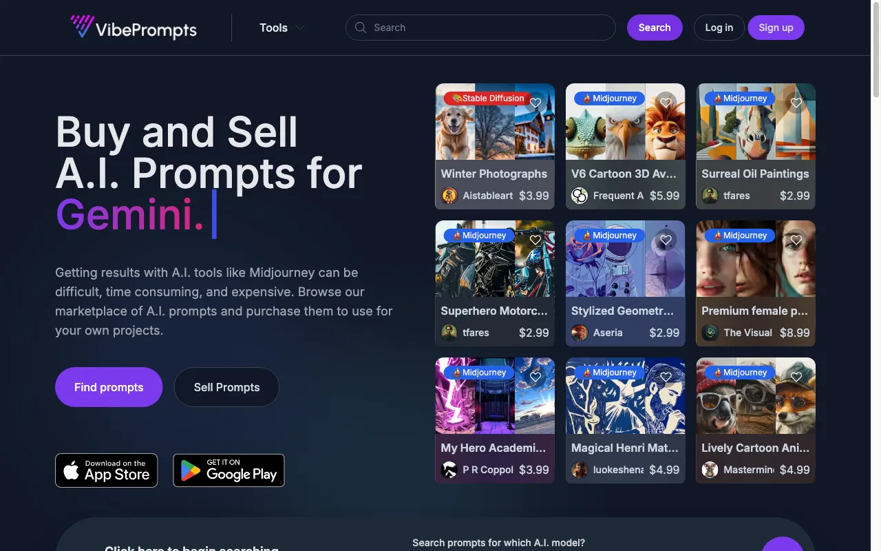 VibePrompts.com — preview screenshot