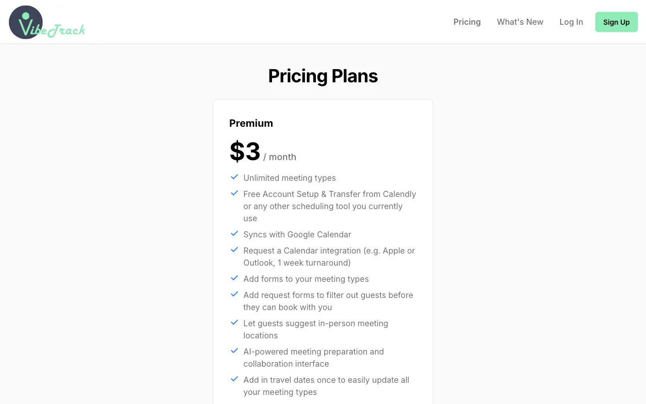 VibeTrack — pricing page
