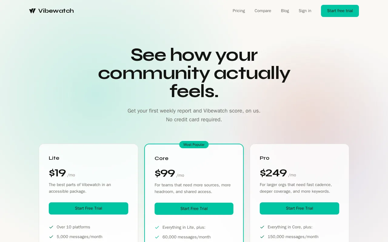 Vibewatch — pricing page