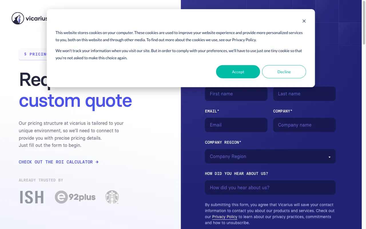 Vicarius — pricing page
