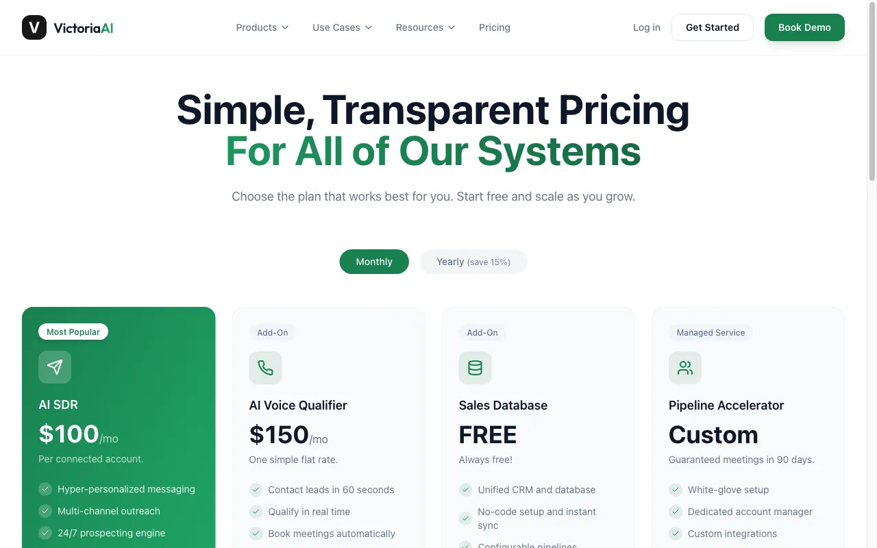 Victoria AI — pricing page