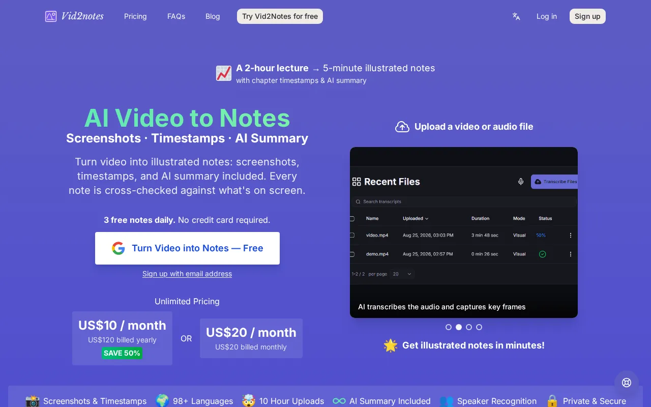 Vid2notes — preview screenshot