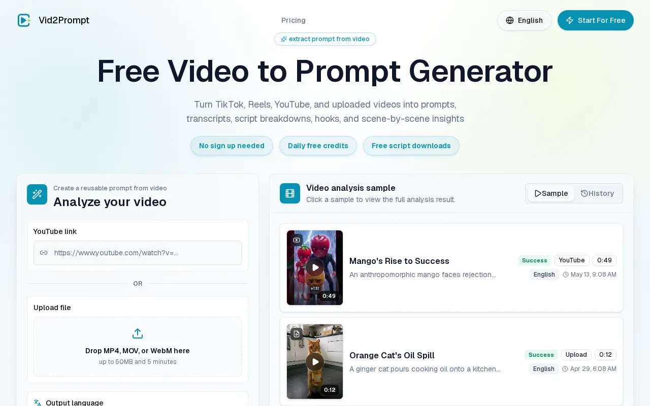 Vid2Prompt — preview screenshot