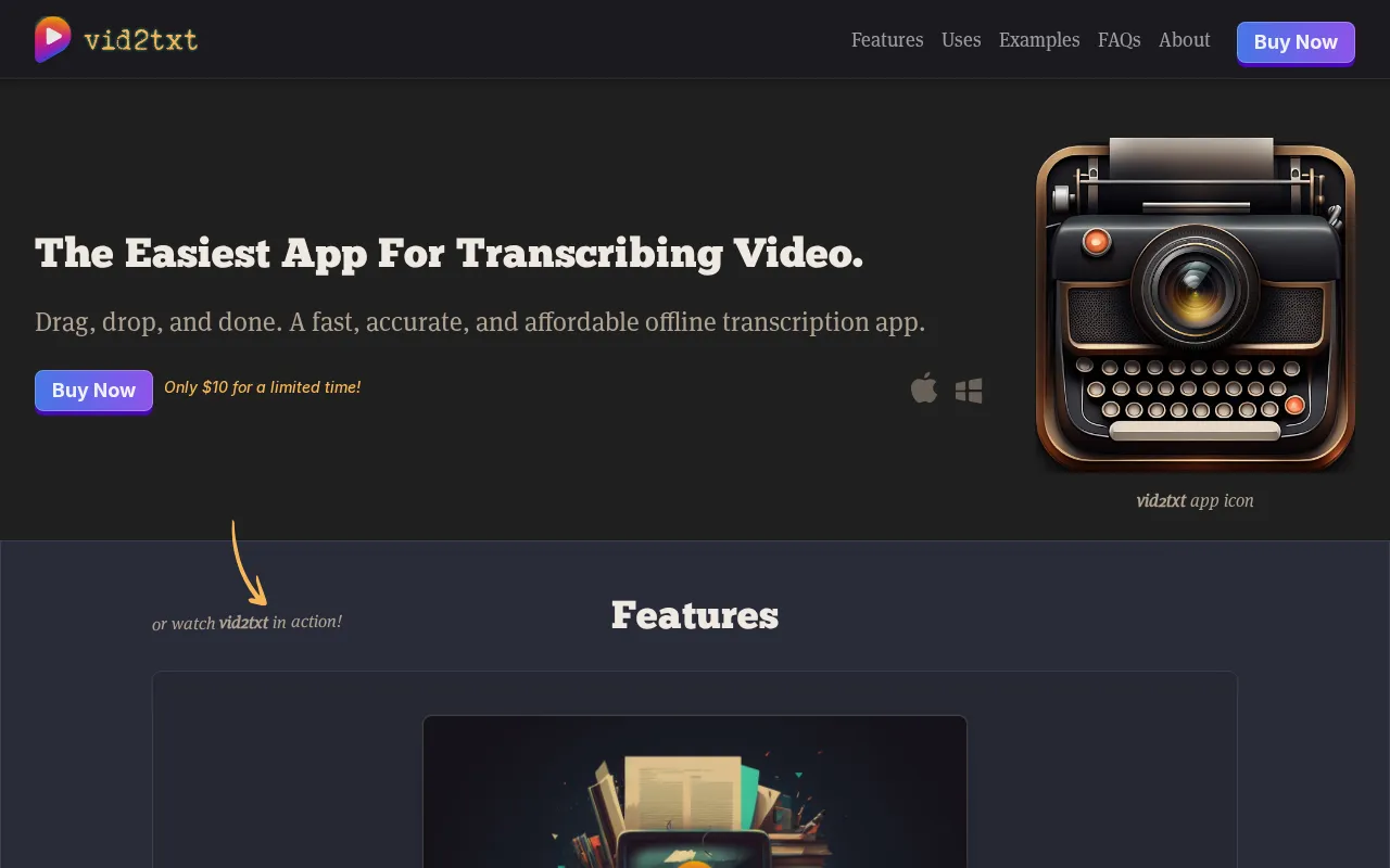 Vid2txt — preview screenshot